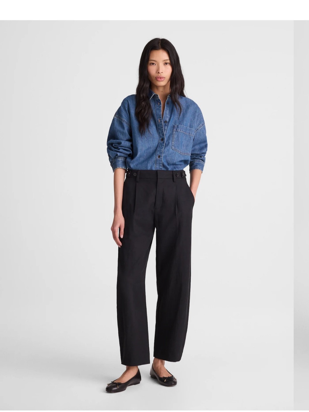 The Barrel-Leg Pant in Drapey Twill